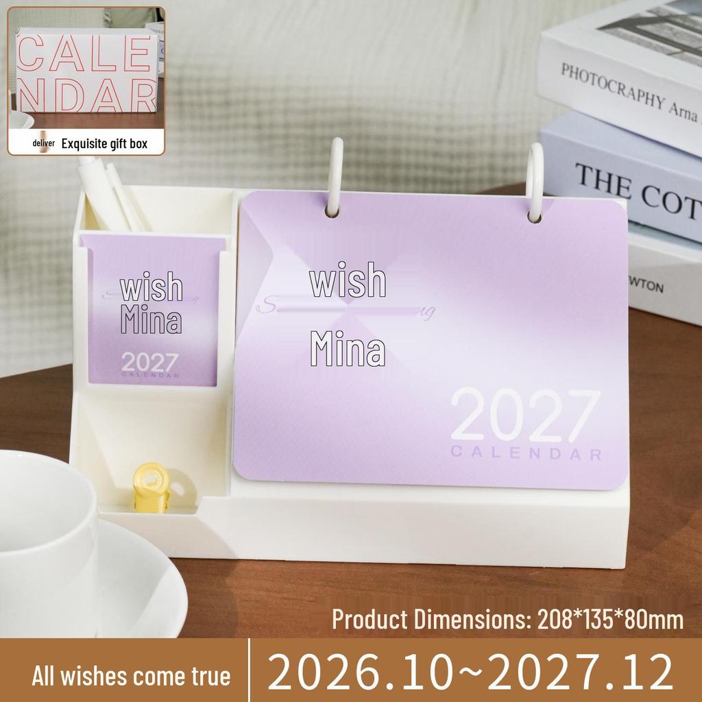 2027 Multi-functional Acrylic Desk Calendar with Custom Logo | High-Aesthetic Simple Style Desktop Ornament