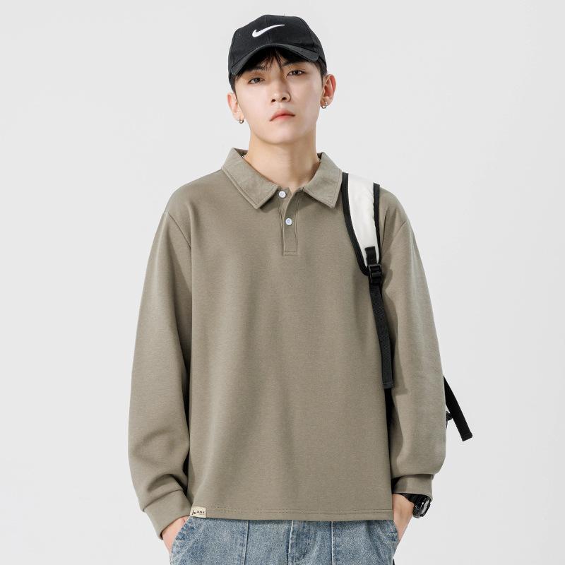 

Весна и осень новый мужской корейский стиль автомобиль логотип лацкан длинный рукав рубашка поло модная пара интернет знаменитости тот же стильный модный топ 3XL