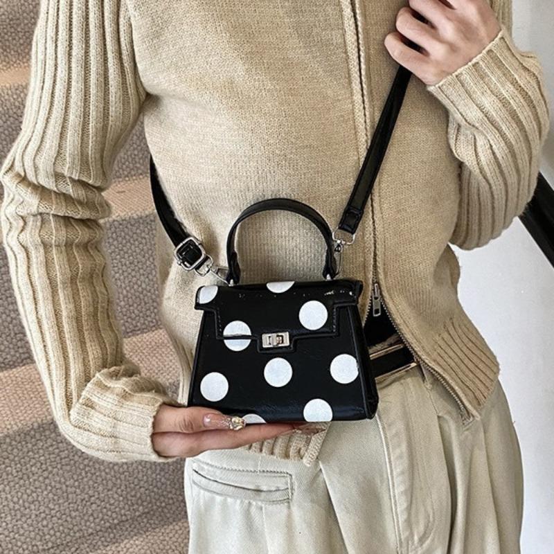 Ankola Red Bag Women's Autumn and Winter New Niche Messenger Bag Polka Dot Portable Mini Square Bag