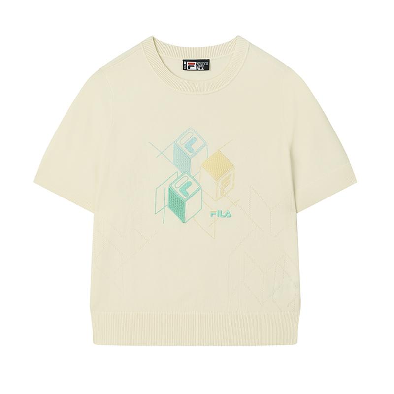 

New FILA T Shirt Women s Beautiful Ivory F11W528404F-IV 165/84A/M