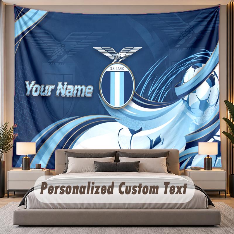 Custom Name Text Tapestry Lazio FC Personalized Polyester Wall Tapestry For Bedroom And Room