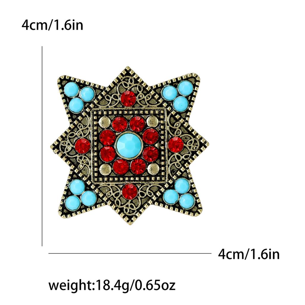 Vintage Turkish Tibetan Flower Brooch Brooch Anti-Light Buckle Pin Classic Temperament Clothing Accessories