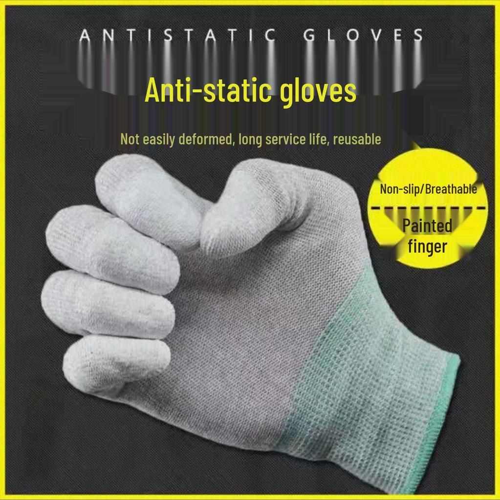 Breathable Anti-Static Carbon Fiber Palm Gloves - Non-Slip, Wear-Resistant, Dust-Free for Workshop Safety
