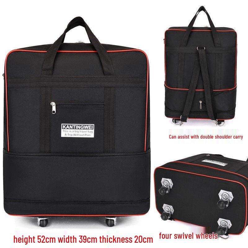 158L Aviation Large Capacity Rolling Travel Bag - Foldable Wheeled Luggage Storage, Oxford Cloth