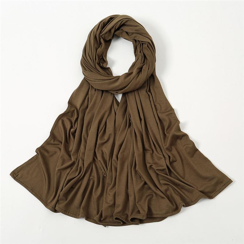 Plain Jersey Thick Hijab Scarf Cotton Polyester Wrap Elasticity Shawls Foulards Long Stretchy Turban Muslim Head Snood 180*60Cm