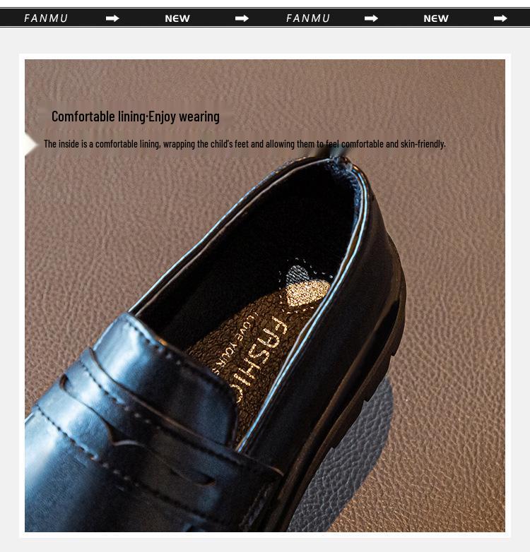 Children's Black Leather British-Style Retro Princess Shoes for Spring & Autumn 2025