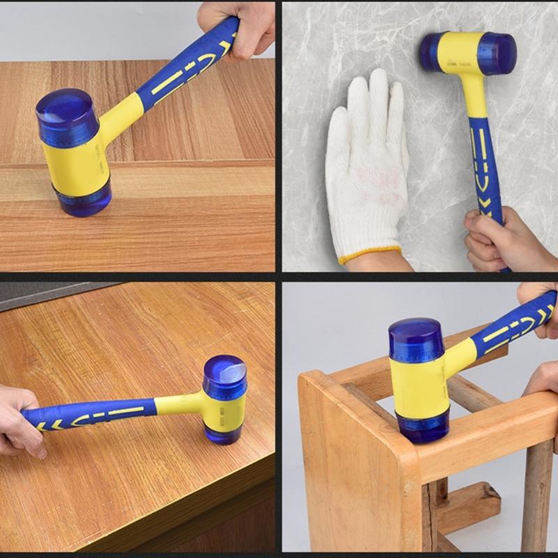 Rubber Hammer Double Face Glazing Window Nylon Hammer Integrated with Round Head Nonslip Handle Hand Tool Accessories