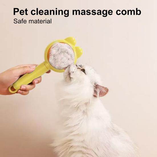 

Гребінець для домашніх тварин у формі мультфільму кролика з ергономічною ручкою для собак і котів, гребінець з автоматичним очищенням, інструмент для видалення волосся на домашніх тваринах жовтий