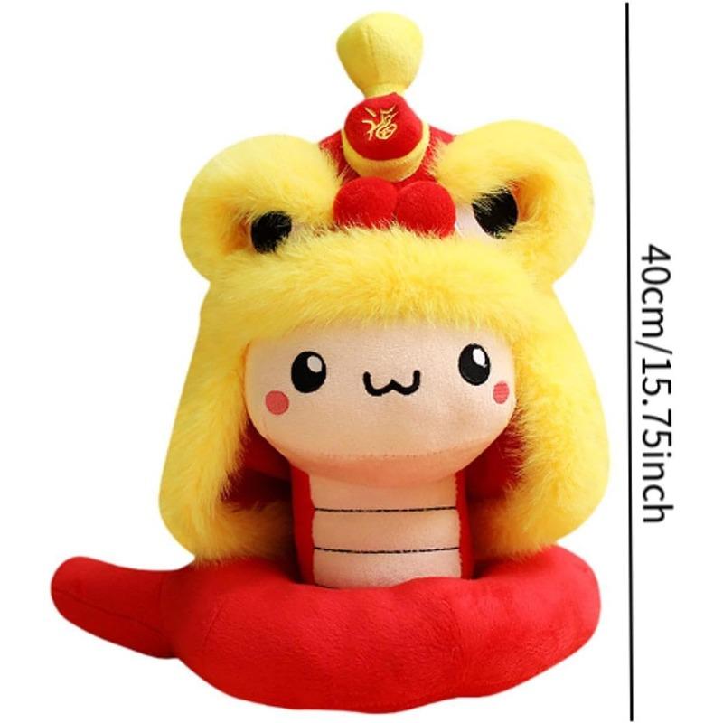 Snake Stuffed Animal Chinese New Year Snake Plush Toy, Collection Statue Kids Plush Snake Toy Snake Doll Toy for Office Dorm, 40cm red