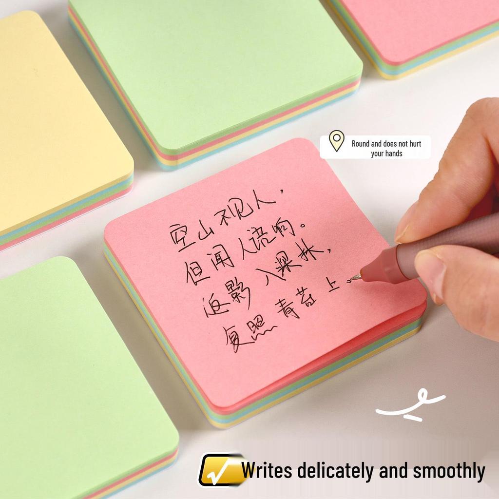 Colorful Round Corner Sticky Notes - Creative Tearable Memo Pads for Office & Student Use