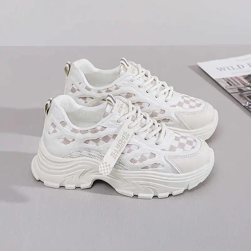 Fashion Rubber Sole Dark Luxury Woman Heels Sports Shoes Women Medium Heel Shoes Sneakers High Fashion Luxary Luxo Original Snaeker