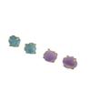 Gold-Plated Irregular Aquamarine & Amethyst Brass Stud Earrings with 925 Silver Posts