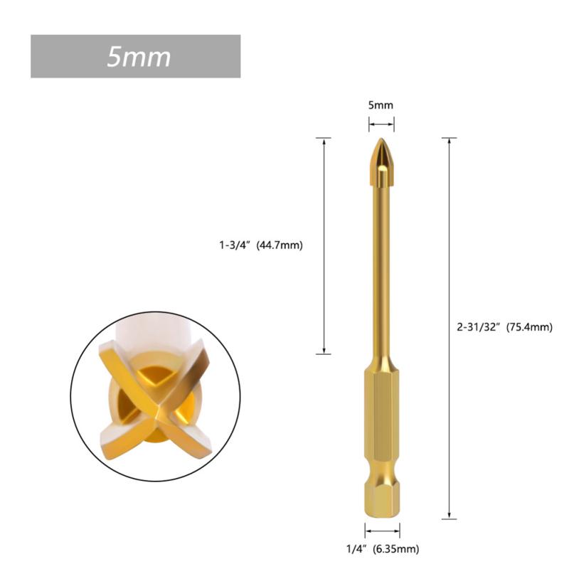 Hexagon Cross Galvanized Drill 3 4 5 6 8 10 12mm Drilling Drill For Ceramic Cement Wall Glass 6.35mm
