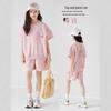 2025 Korean Style Girls' Tie-Dye Short Sleeve Pants Set - Fashionable Big Kid Sports Two-Piece Outfit