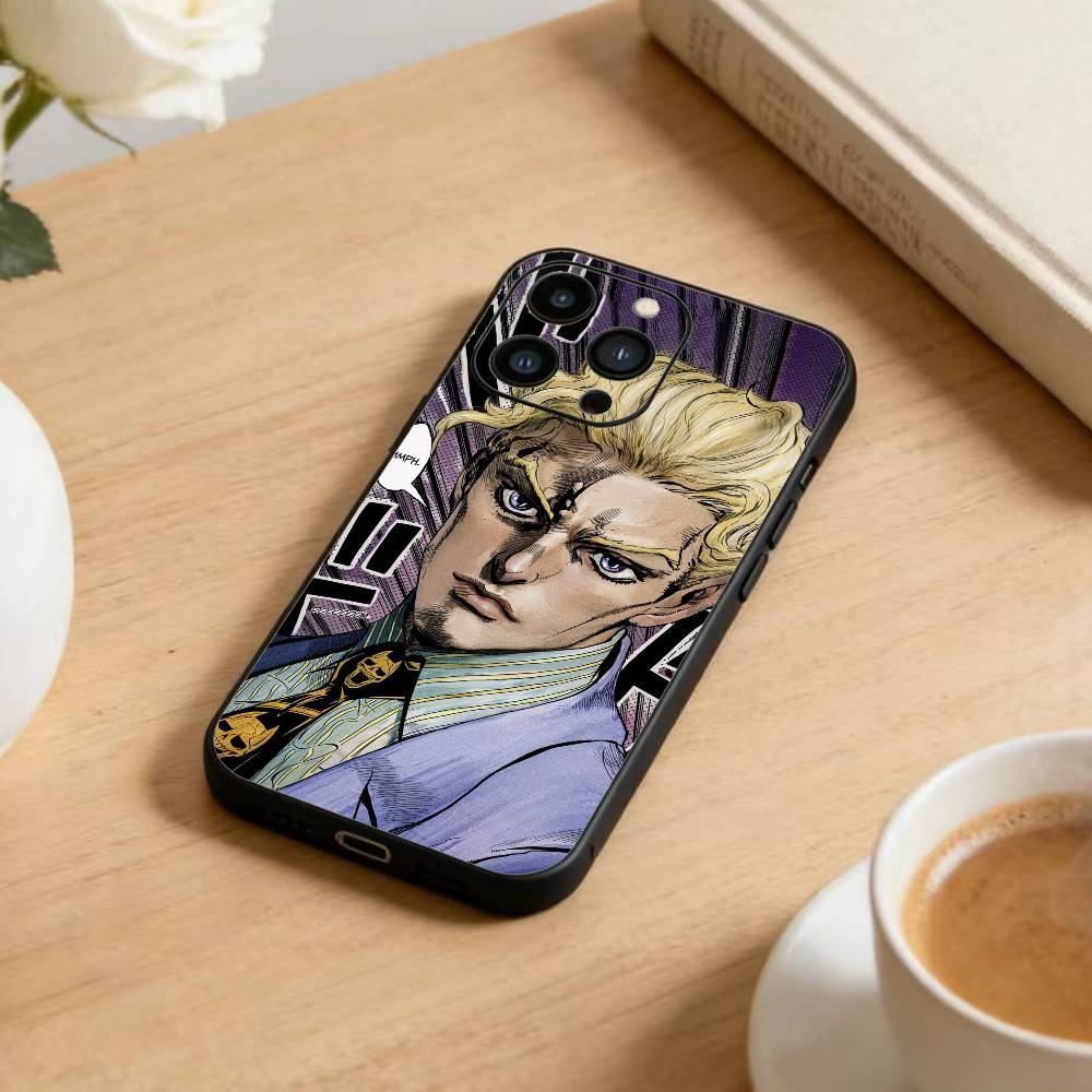 K-Anime Jojos Bizarres Adventures Phone Case For iPhone17,16,15,14,13,12 Plus,Max Soft Silicone Black Cover
