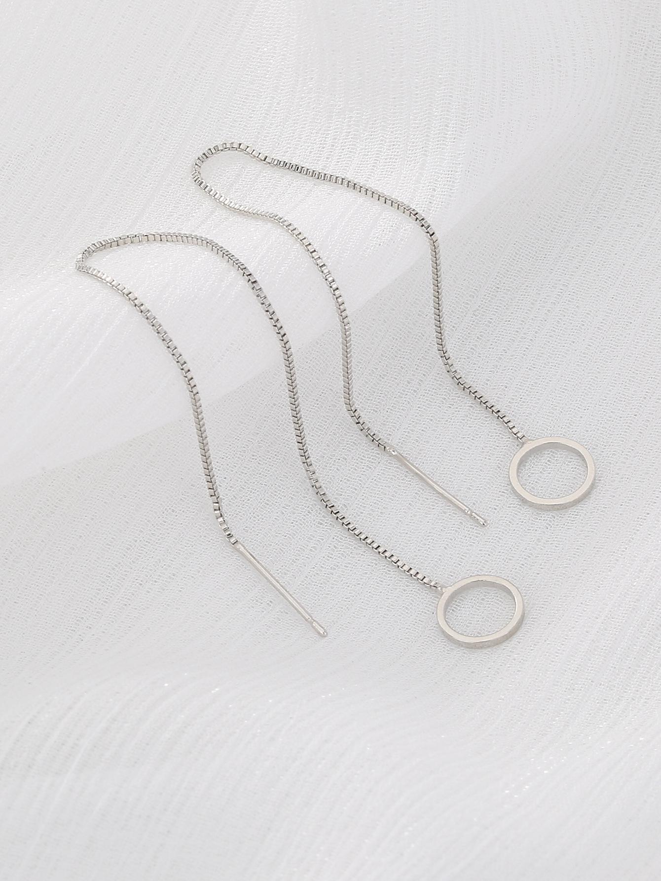 

Корейская мода Серьги-кисточки с длинной цепочкой и круглым кулоном для женщин