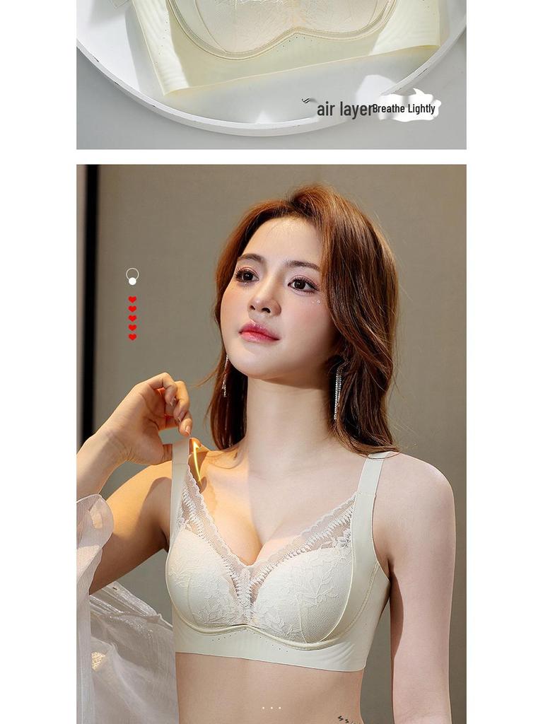 Adjustable Wire-Free Lace Push-Up Bra for Small Busts – Nude, Skin-Friendly with Side Support