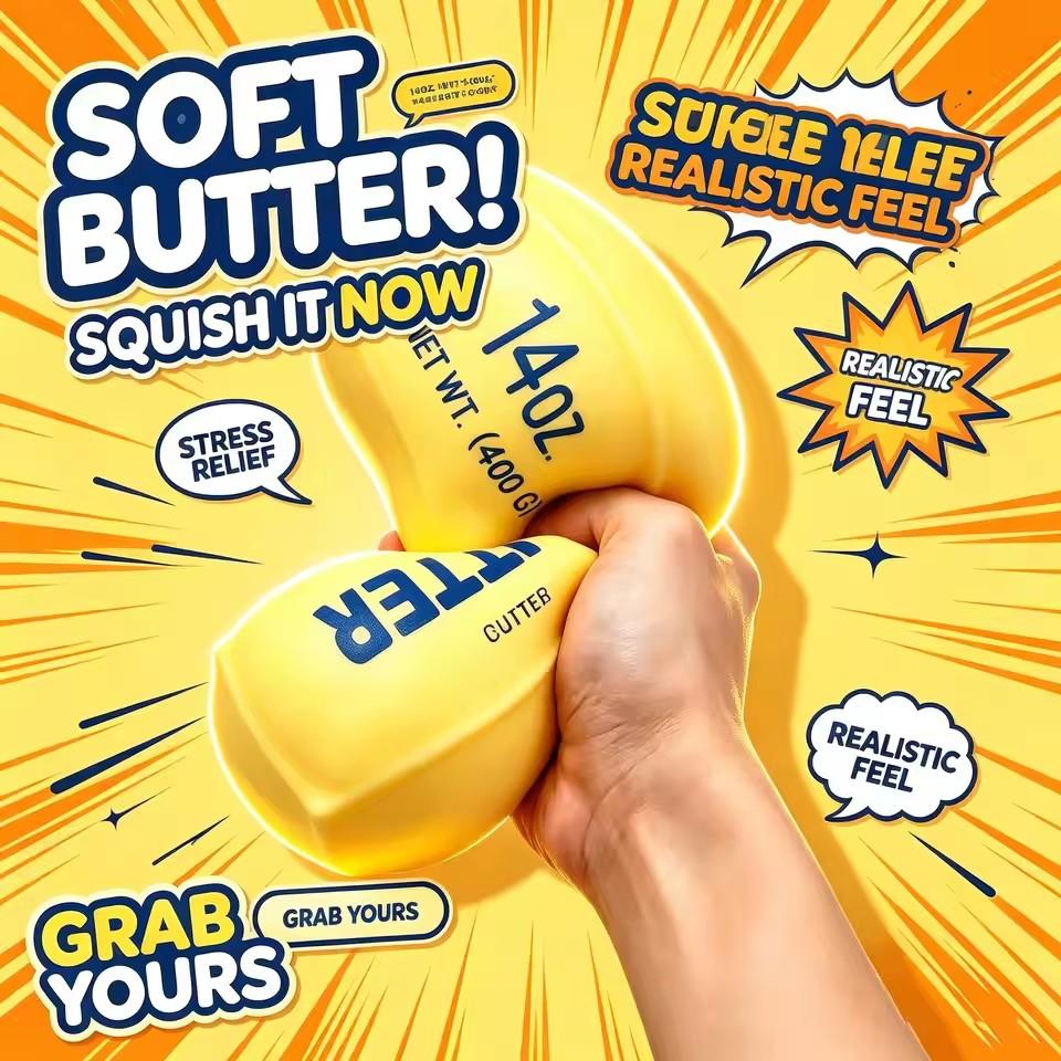 1 pièce Jouet Squishy Bâtonnet Beurre Fromage Gadget Fidget Soulagement du Stress Prank Amusant Enfants Adultes Extensible Relaxation Jeu Doux Presser
