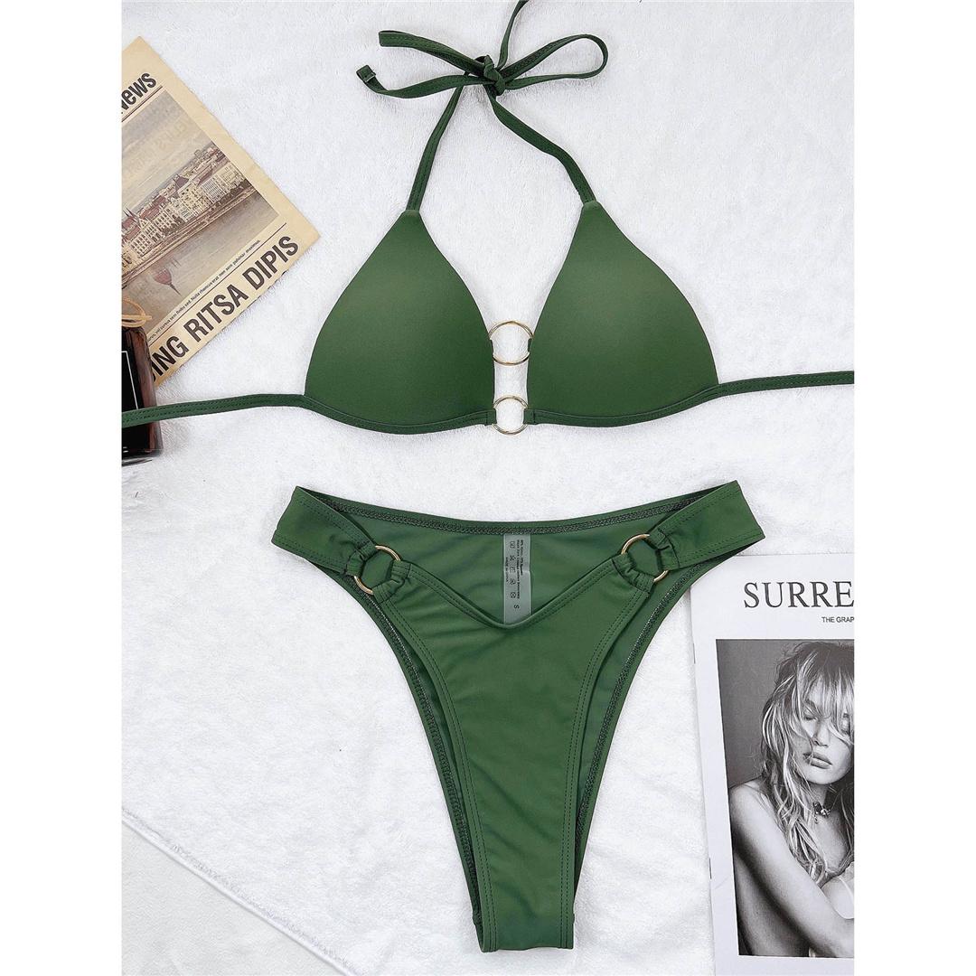 

Сексуальный купальник бикини с лямкой на шее, пуш-ап, женский купальник, женский комплект бикини из двух частей с чашкой бюстгальтера, купальный костюм, купальный костюм для леди L