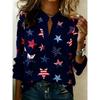 Vintage Contrast Stripe Satin Long Sleeve Shirt Loose Fit Casual Workwear Blouse Women