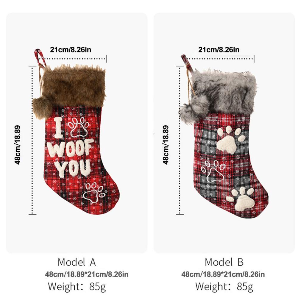 Christmas Socks Pet Plaid Gift Bag Alphabet Socks, Alphabet