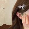 Sweetheart Pink Rhinestone Bow Hair Clip for Women - Elegant Side Hairpin Accessory
