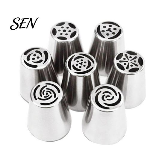 Bakery Supplies for Home Bakers 7PCS Russian Piping Tips Set, Stainless Steel Cake Decorating Easy Frosting Nozzles Cakes Nozzles, Baking Wedding