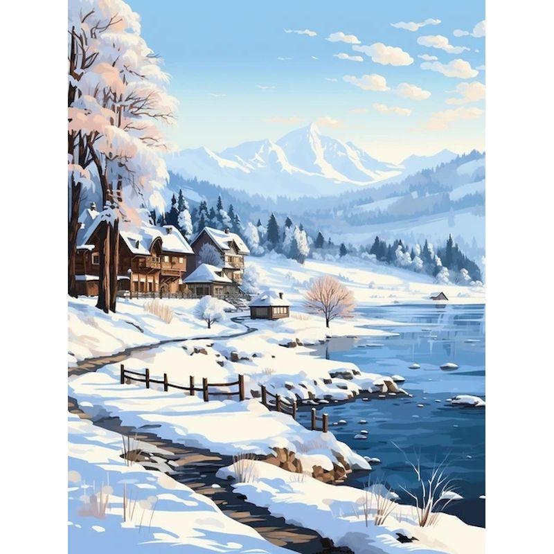 

CHENISTORY Современная картина по номерам Без рамки Снежный пейзаж Раскраска по номерам Масло Ручная роспись Зима Домашний декор стен 20x30cm no frame