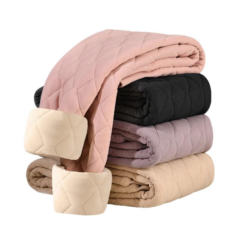 Women's Plus Size Lambswool-Cotton Warm Pants with Wool Knee Support and Fleece Base Layer for Autumn/Winter