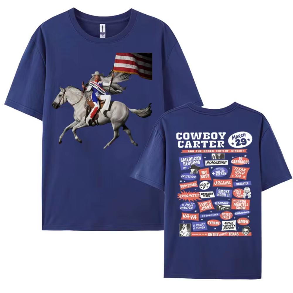 Beyonce Cowboy Carter New Album Tshirts Men Women Vintage Cotton Short Sleeve T Shirt Fashion Clothing Streetwear Girls Tshirt
