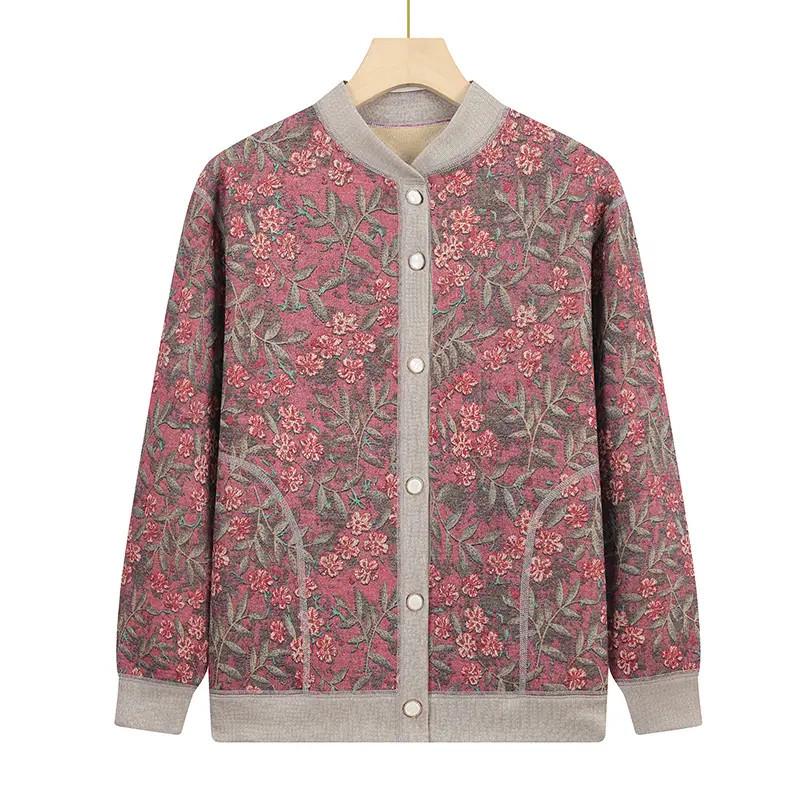 Knitted Sweater Coat for Middle-Aged & Elderly Women - Plush Velvet, Thick Winter Warmth for Grandma & Mom