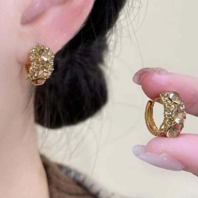 Voller diamantfarbener Zirkonia-Kreisohrringe, exquisite Nischenmode für Damenohrringe