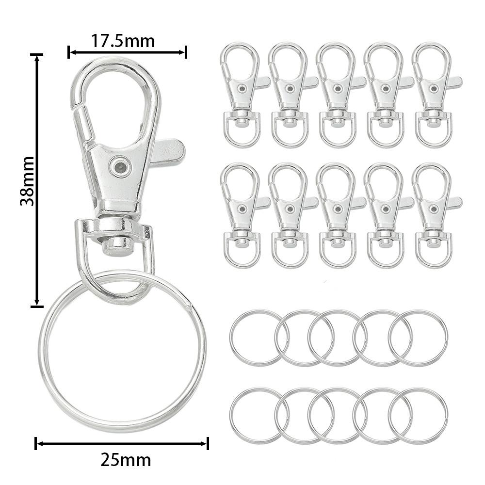 20/50Pcs Swivel Snap Hooks with Key Ring Metal Swivel Lobster Claw Clasps for DIY Keychain Bag Hang Jewelry Making Accessories