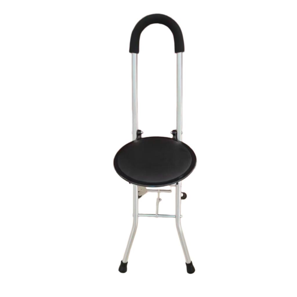 Leichter Vierbeiniger Gehstockhocker aus Aluminiumlegierung mit rutschfester Sitzfläche für ältere Menschen - Gehhilfe und Rollator in einem.