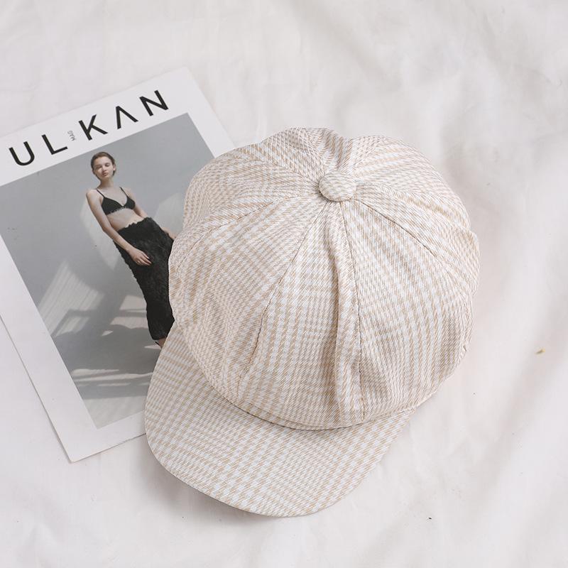 Women All Match Retro Plaid Short Brim Beret for Autumn Winter Wear