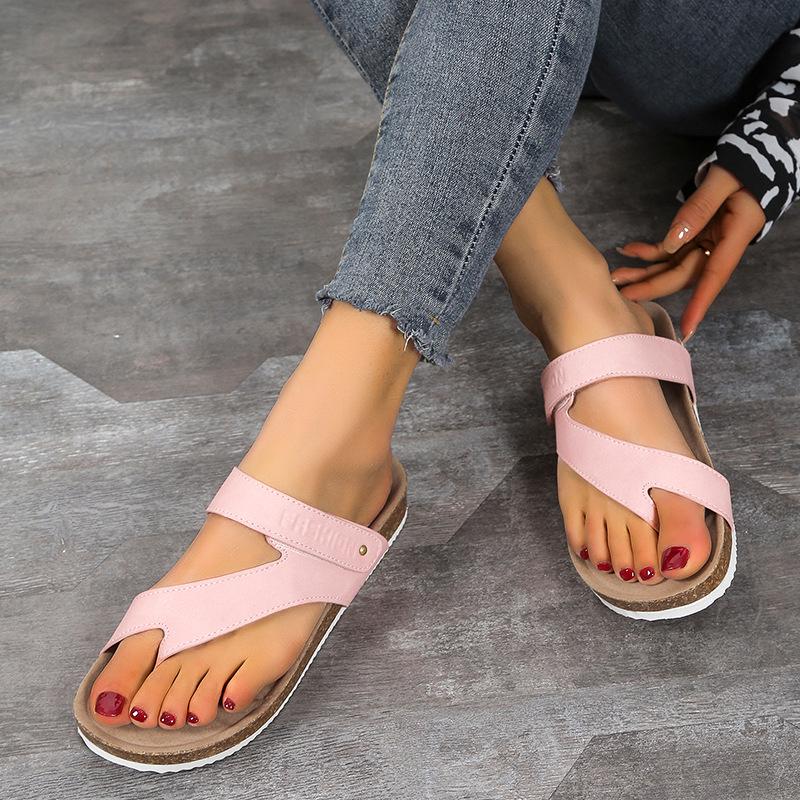 Sandales plates décontractées d'été 2022 à brides croisées - à enfiler, bout rond, chaussures de plage pour grandes tailles