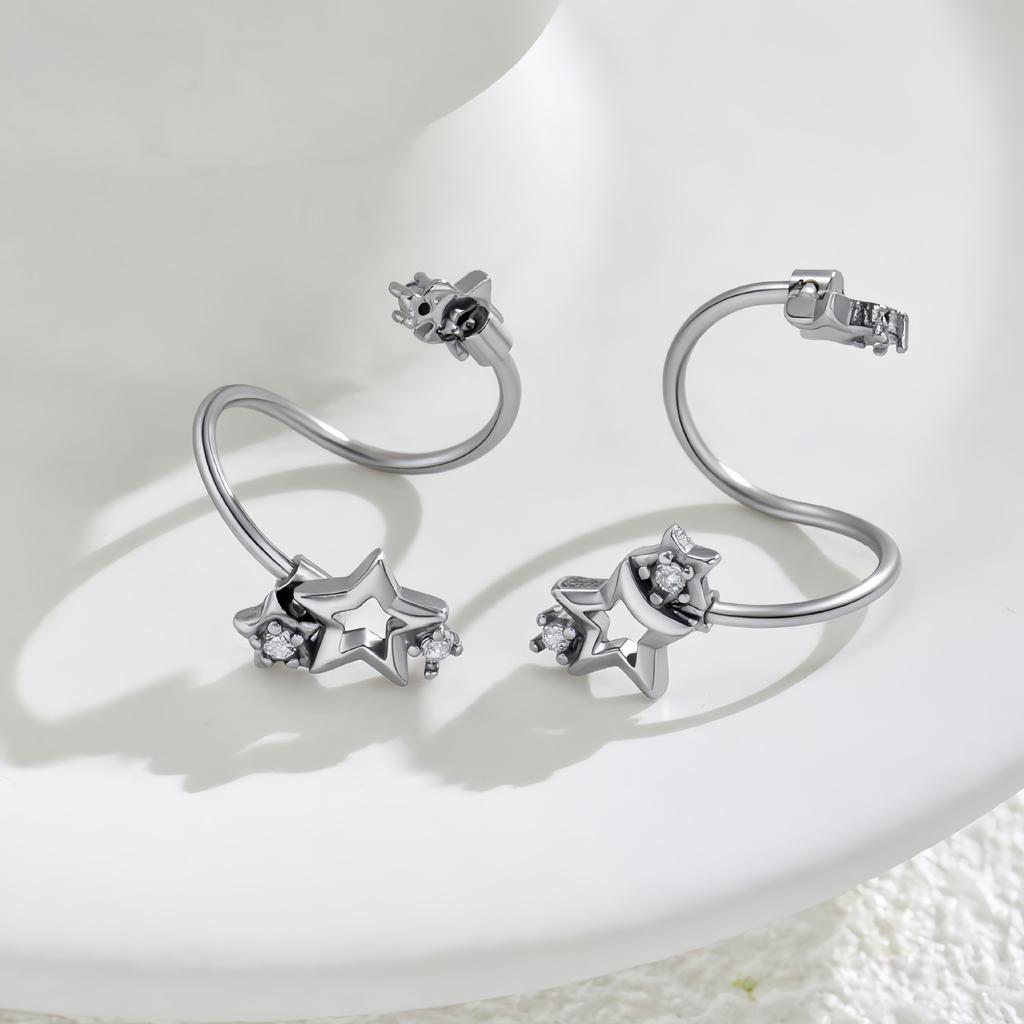 Japan and South Korea niche design snowflake pearl stainless steel earrings temperament elegant daily commuter women's jewelry stud earrings