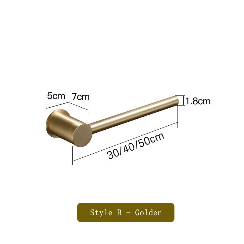 Copper Metal Towel Rod Without Punching Toilet Towel Rack Bold Towel Ring Bathroom Light Luxury Bath Towel Rack Towel Single Rod