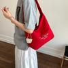 Korean Letter Shoulder Bag Canvas Women's Armpit Bag Niche Student Tote Bag  Handbag