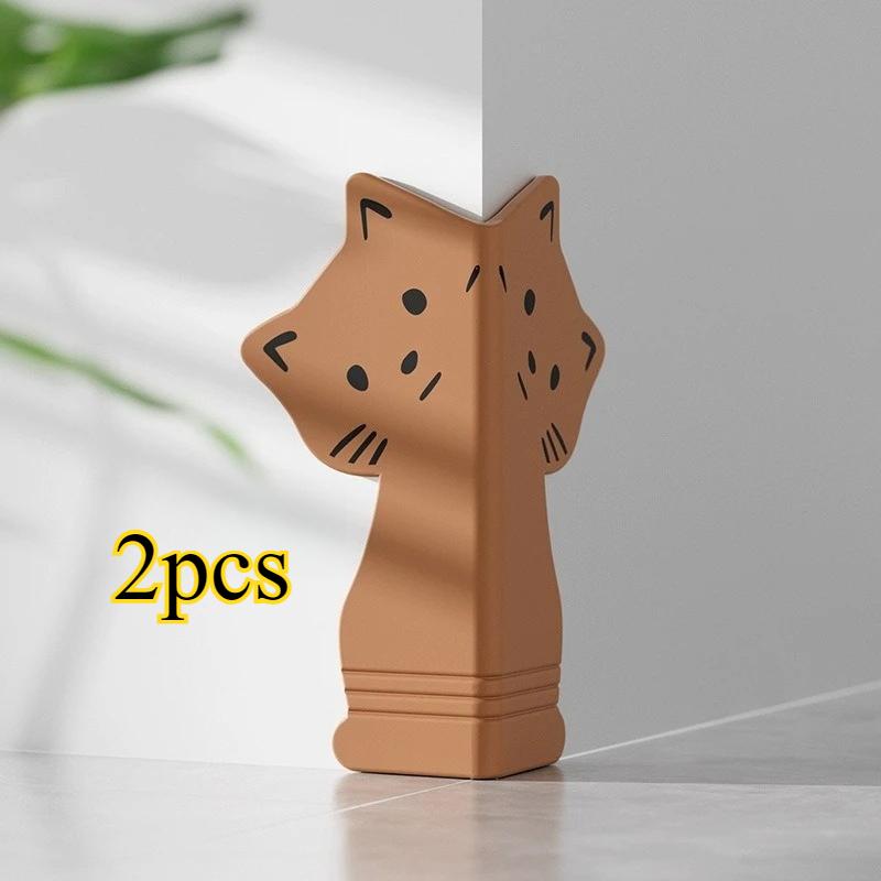 2pcs 2026 New Silicone Cartoon Corner Protectors, Full-Wrap Adhesive Guards for Table & Wall, Baby Home Safety Bumpers.