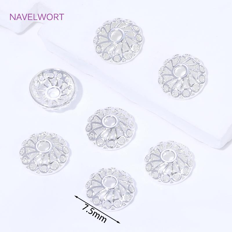 10/20Pcs 18K Gold Plated Brass Spacer Beads Caps For Jewelry Making,With Zircon Flower Beads Cap For Bracelet,DIY Accessories
