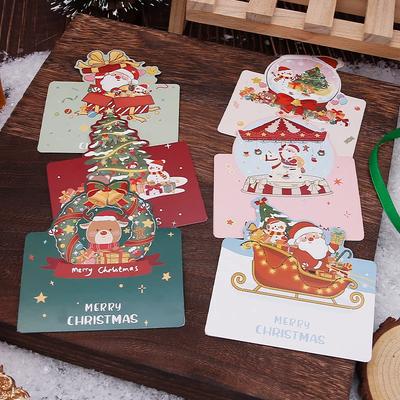 3D Santa Greeting Cards Folding Merry Christmas Best Wishes Card Xmas Gift for New Year Christmas Postcard Decoration