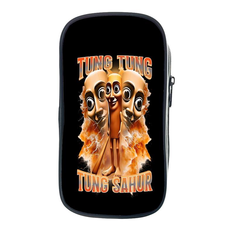 Tung Tung Tung Sahur Pencil Case Italian Brainrot Kids Pencil Bag Nylon Bombardiro Crocodilo Children School Supplies Stationery