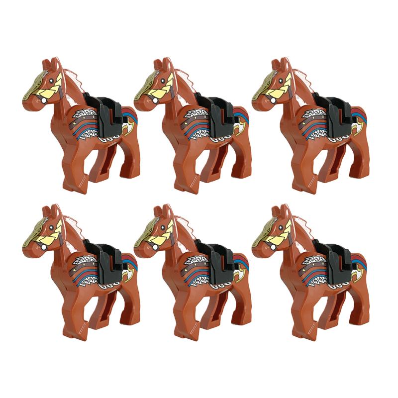 Medieval Military Building Blocks Cavalry Army Horse Animal Elephant Camel Wolf Crocodile Brick Toy Accessories S003