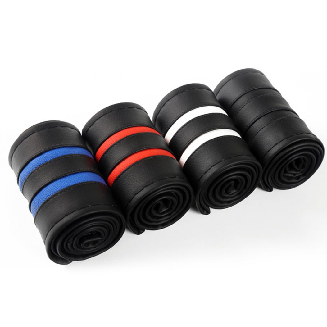 

В полоску дизайн из мягкой искусственной кожи автомобильный чехол на руль с игольной нитью