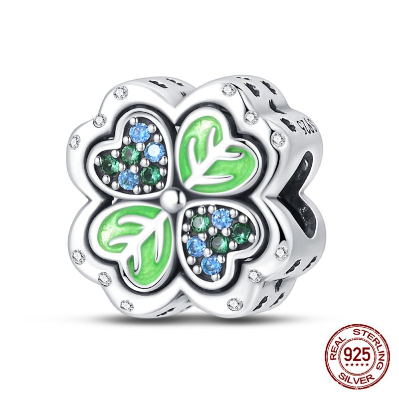 Charms Kupfer Glücksklee Serie Charms Perlen Passend für Damen 3 mm Original Armband Halskette DIY Exquisiter Schmuck Geschenke