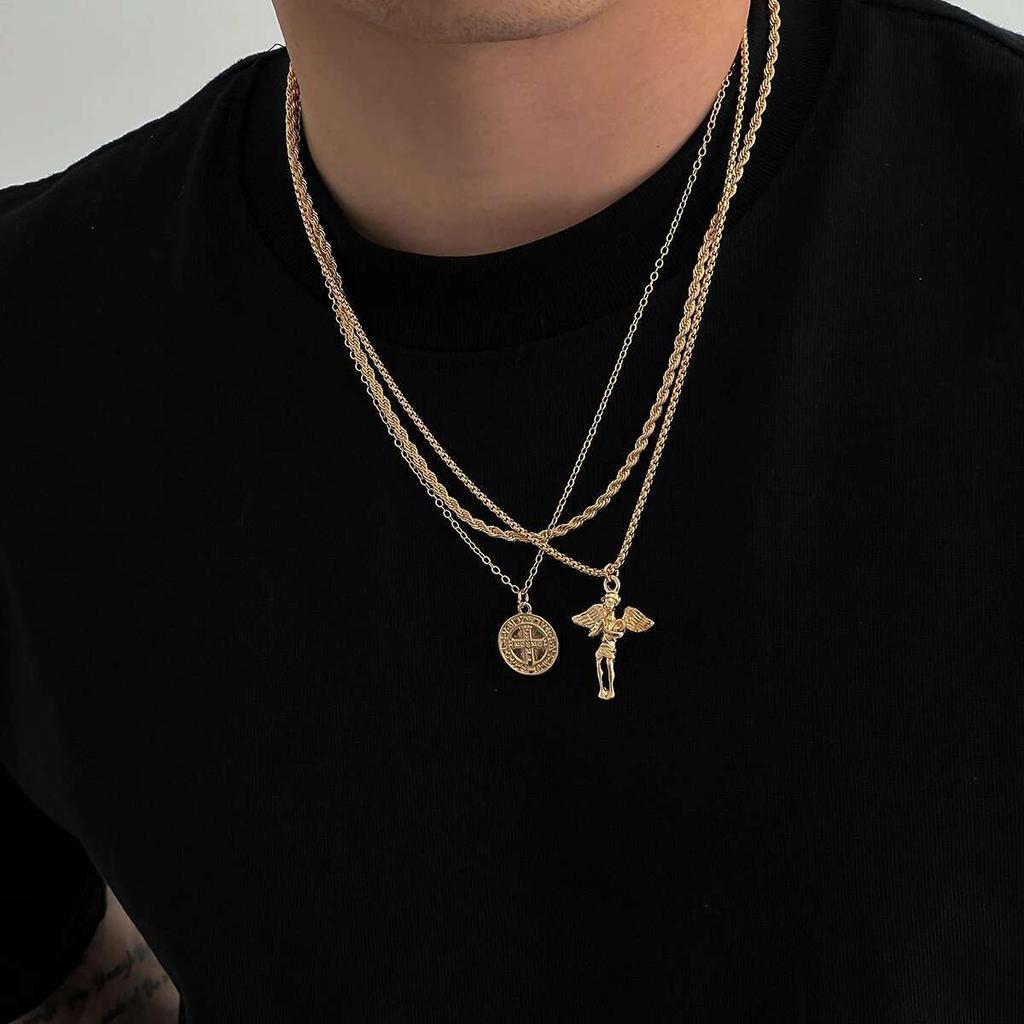 Salircon 4Pcs/Set Vintage Love Heart Bowknot Pendant Necklace for Women 2026 Trendy Punk Gold Color Metal Necklace Jewelry New