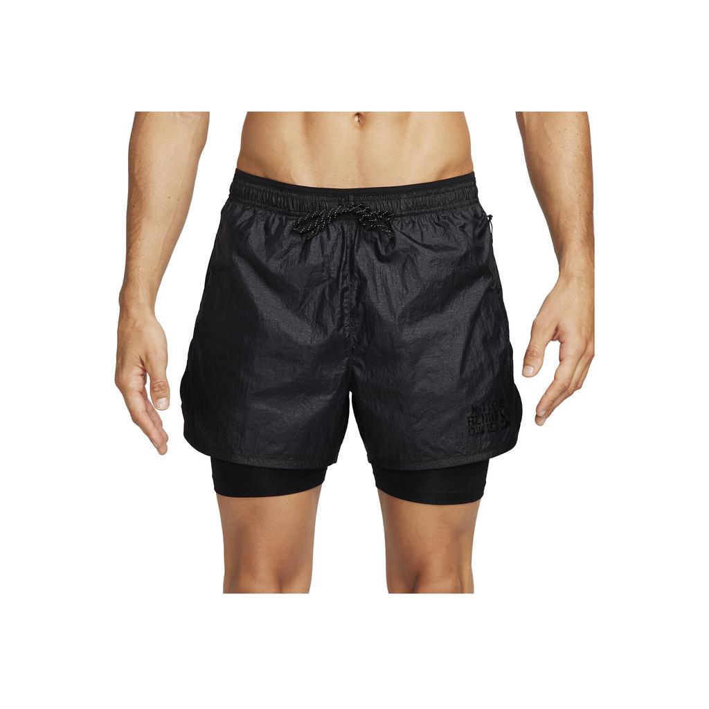 Nike Solid Color Printed Elastic Fake Two-Piece Casual Shorts Men shorts Black FB8544-010