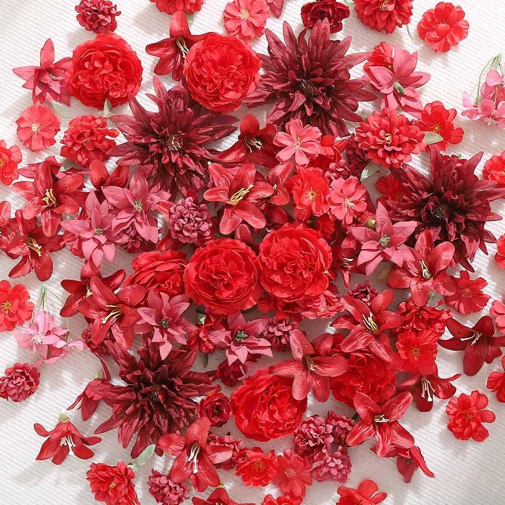 20 Stück Kreative Mehrfarbige Künstliche Blumenköpfe Seiden-Kopfschmuck Seiden-Pfingstrosen-Blumen-Ornament Hochzeits-Simulationsblumen-Geschenk