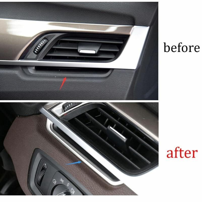 For BMW X1 F48 2016-2022 Silver Steel Left And Right Air Outlet Vent Trim 2PCS